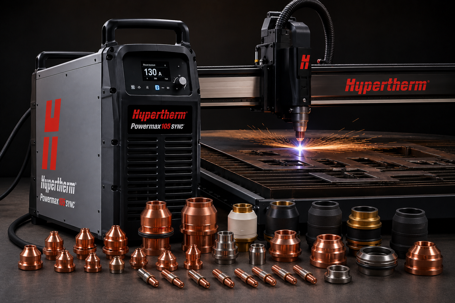 Hypertherm Powermax 105 SYNC plasma cutting system and consumables